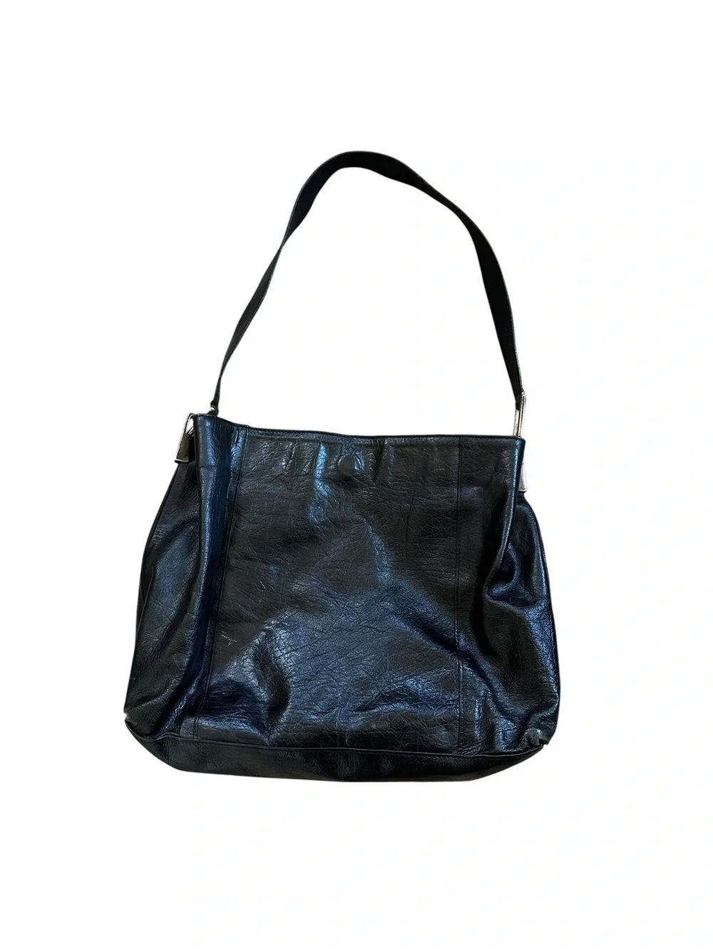Vintage Saks Fifth Avenue Leather Hobo Shoulder Bag Minimalist 90s Quiet Luxury